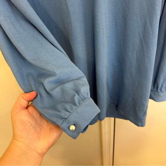 Ann Taylor Blue Pearl Button Down Collared Shirt Relaxed Fit Size XXL - Picture 4 of 6